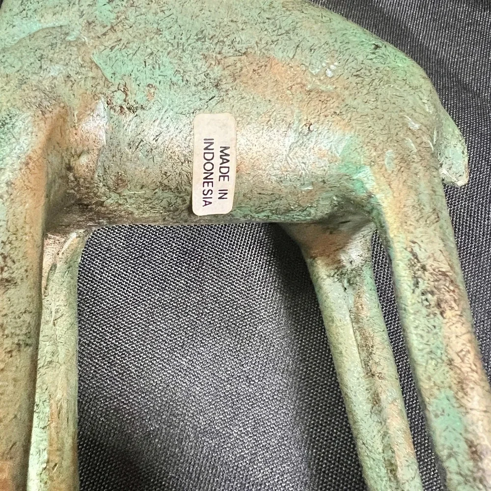Vintage Verdigris‎ Metal Giraffe Candleholders Pair Indonesia Mid Century Modern